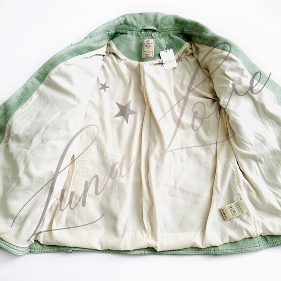 FREE PEOPLE We The Free Wesley Jealousy Leather Jacket In Green (size M) NWT - Picture 5 of 15
